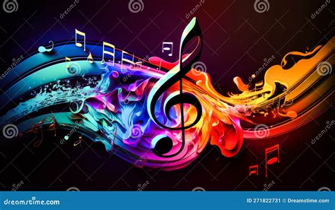 Colorful Music Notes on Black Background. Generative AI Stock Image ...