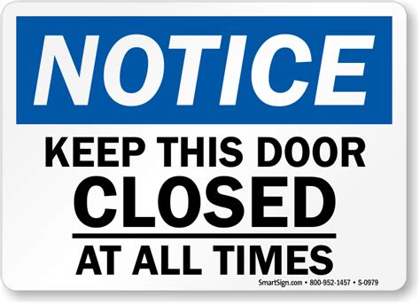 Keep Door Closed Sign Printable | Keep door closed sign, Printable ...