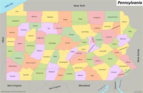 Pennsylvania County Map - Ontheworldmap.com