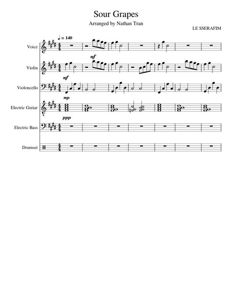 Sour Grapes – LE SSERAFIM Sheet music for Vocals, Violin, Cello, Guitar ...