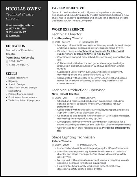 3 Technical Theatre Resume Examples That Work in 2024