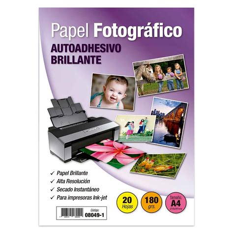 Papel Fotografico Glossy Autoadhesivo A4 180gr 20 Hj. Adetec – La ...