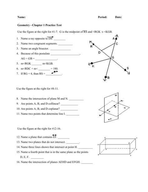 Geometry - Chapter 1 Practice Test