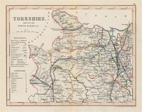 Old and antique prints and maps: Yorkshire, part of North Riding map ...