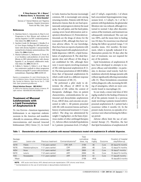 (PDF) Treatment of Mucosal Leishmaniasis with a Lipid Formulation of ...