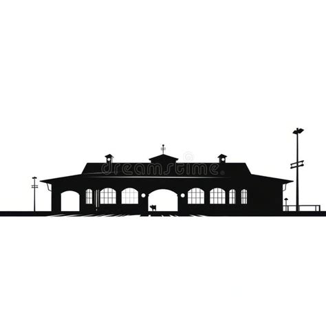 Minimalistic Silhouette of Train Station on White Background Stock ...