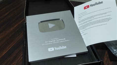 YouTube Silver Play Button Unboxing | YouTube Creator Award (For 100K ...