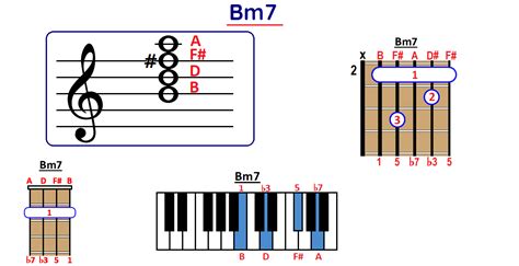 How to Play Bm7 Chord on Guitar, Ukulele and Piano