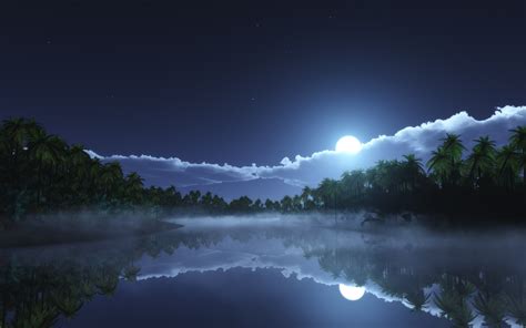 nature, Landscape, Starry Night, Moonlight, Clouds, Tropical, Mist ...