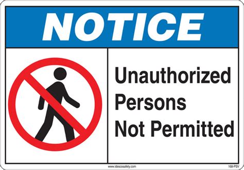 Notice Sign, Unauthorized Persons Not Permitted | Idesco Safety