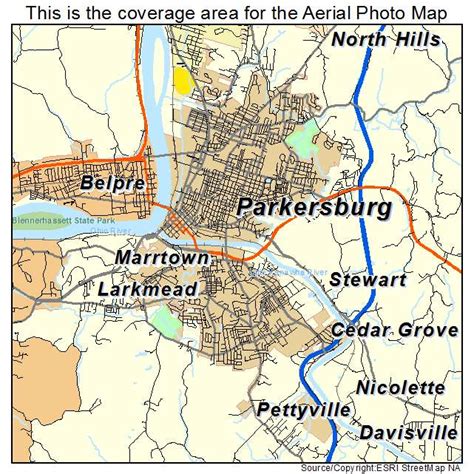 Aerial Photography Map of Parkersburg, WV West Virginia