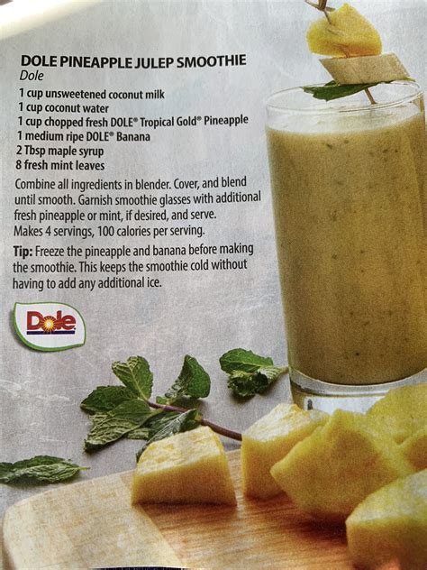 Dole pineapple julep smoothie | Dole pineapple, Unsweetened coconut ...