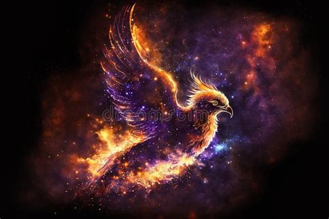 Illustration of a Celestial Phoenix in Fire. Symbol of Rebirth. Fenix ...