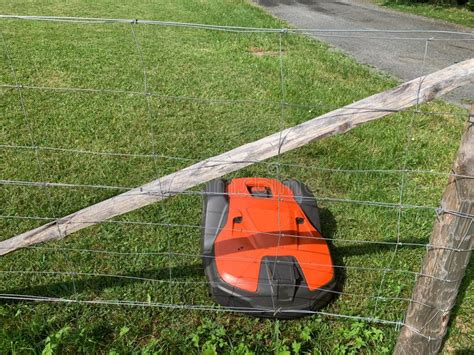 Lawn Robot Mows the Lawn. Robotic Lawn Mower Cutting Grass in Th Stock ...