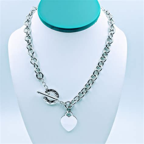 Tiffany & Co. 925 Sterling Silver Heart Charm Toggle Necklace 16" ⋆ ...