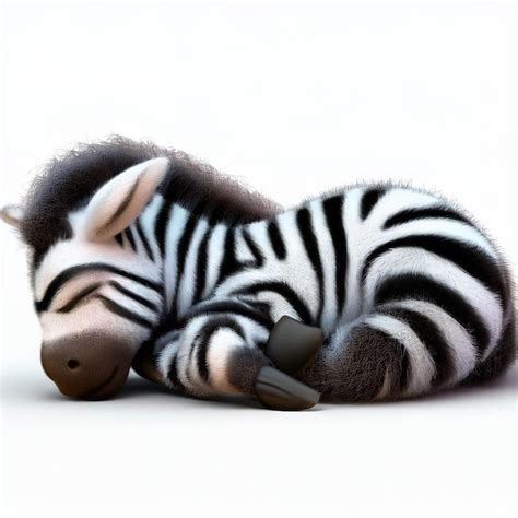 Premium AI Image | A zebra is sleeping on a white background.