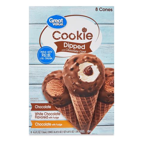 Great Value Cookie Dipped with Chocolate Ice Cream Cones, Variety Pack ...