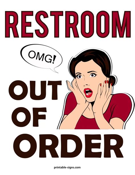 Restroom Out of Order Sign Printable with Surprised Face - Printable Signs