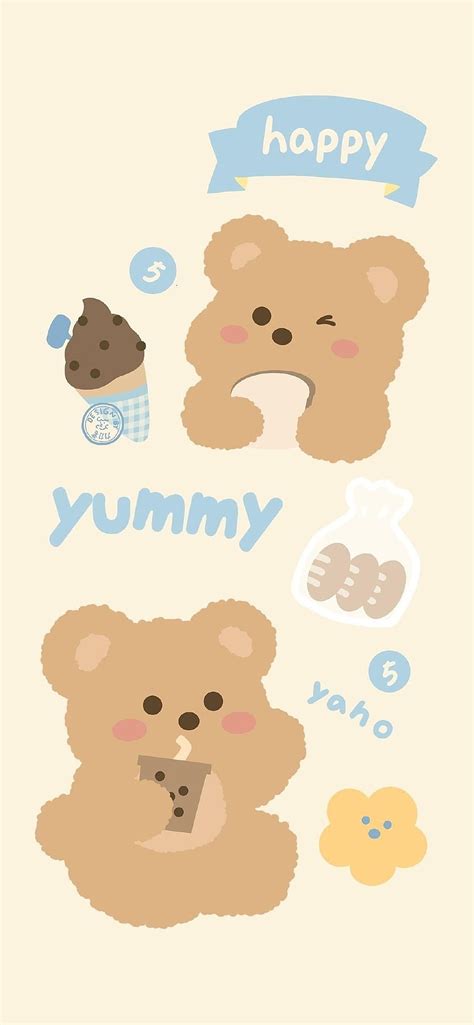 Ideas in 2021. cute , kawaii , cute cartoon, Korean Bear HD phone ...