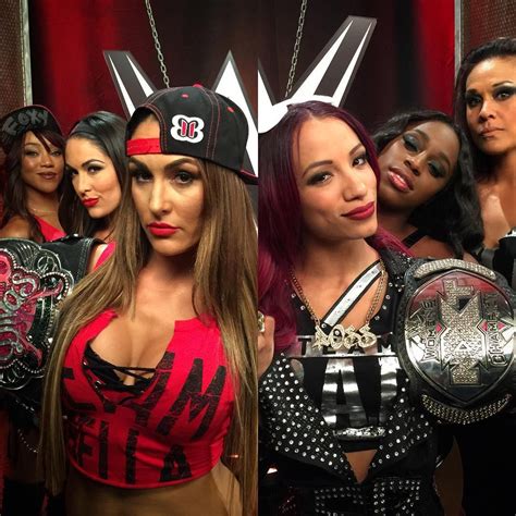 Team Bella (Alicia Fox, Brie and Nikki Bella) and Team B.A.D. (Sasha ...