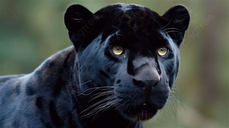 Black Jaguar Looks Directly At The Camera Background, A Picture Of ...