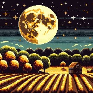 300x300 Resolution Pixel Art of Field at Moon Night 300x300 Resolution ...