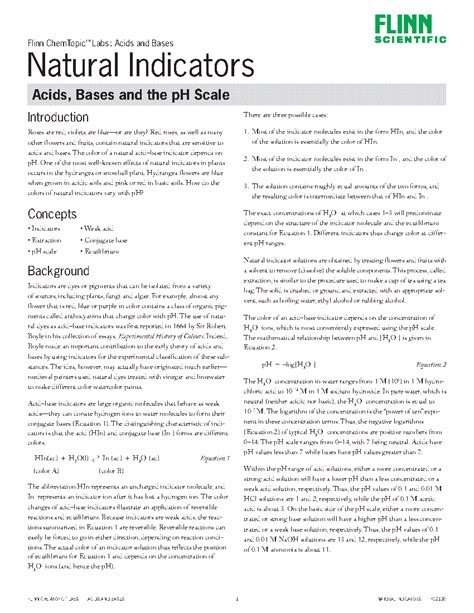 Natural Indicators: Acids, Bases and the pH Scale—ChemTopic™ Lab ...