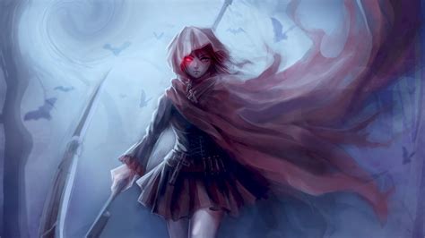 Woman wearing red hoodie wallpaper, anime girls, anime, RWBY, Ruby Rose ...