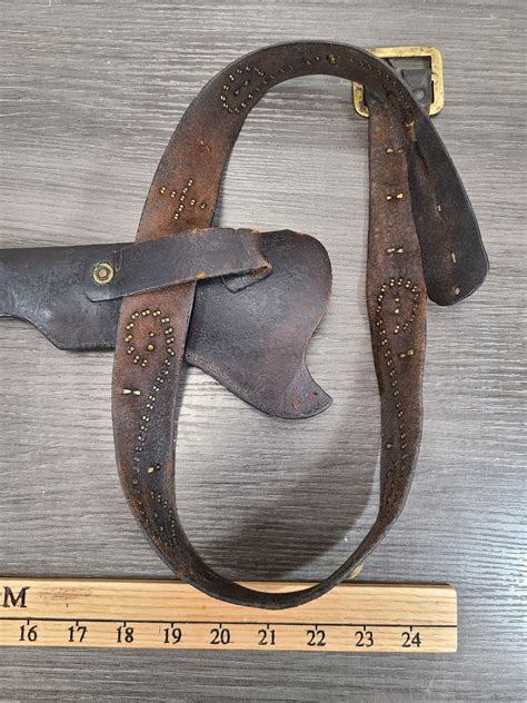 LOT OF 3 - 1800'S LEATHER HOLSTER - COLT 1851 NAVY BELT & AMMO BELT POUCHES