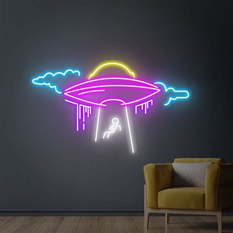 UFO Neon Sign LED Neon Lights Cloud Neon Wall Decor Flying - Etsy