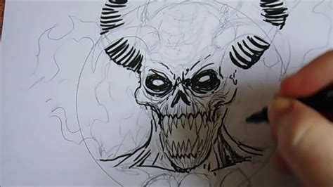 Drawing A Demon Devil With Just Ink Pens - YouTube