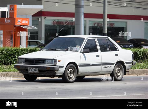 CHIANG MAI, THAILAND - MAY 18 2018: Private old car Nissan Sunny. On ...