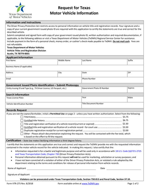 Fill - Free fillable Texas Department of Motor Vehicles PDF forms