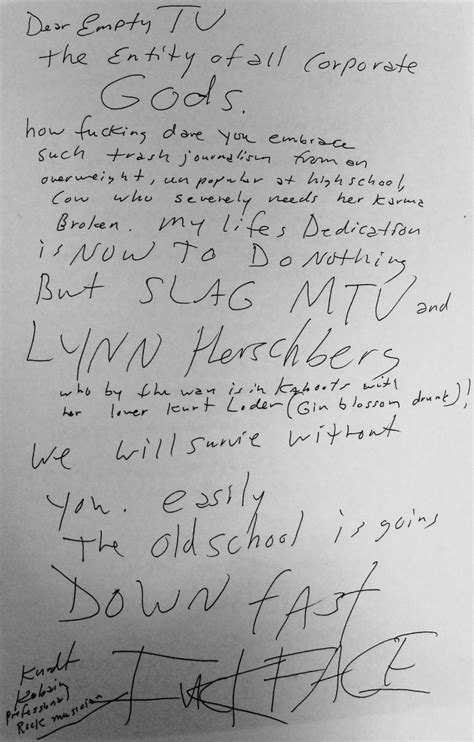 Kurt Cobain’s letter to MTV. | Nirvana music, Nirvana kurt cobain, Kurt ...