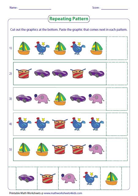 Preschool Pattern Worksheets Cut And Paste