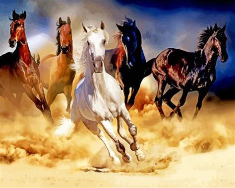 Adorable Five Horses - 5D Diamond Painting - DiamondPaintings.Pro