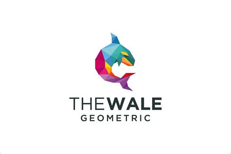 geometric colorful modern whale logo | Creative Illustrator Templates ...