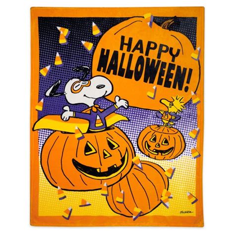 Hallmark Peanuts Snoopy and Woodstock Happy Halloween Throw Blanket ...