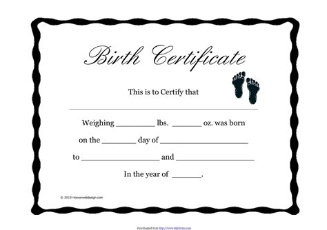 Sample Birth Certificate Template