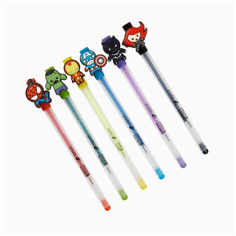 Yoobi x Marvel Avengers Gel Pens with Charms, 6 Pack