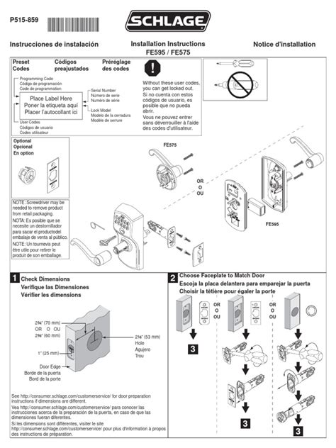 Schlage FE595 / FE575 Installation Instructions | PDF