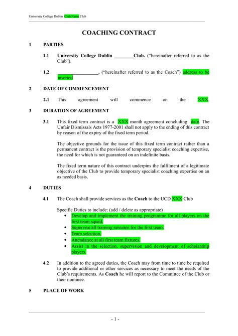 Sports Coach Contract - 12+ Examples, Format, Pdf