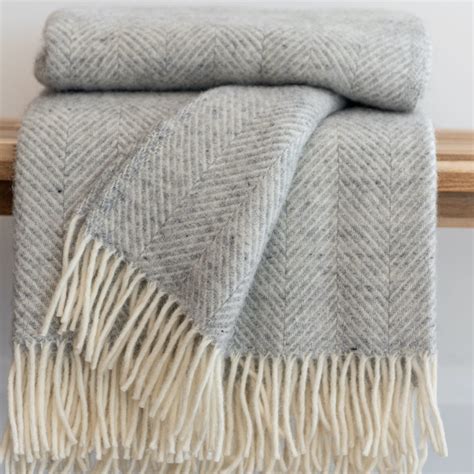 Grey Herringbone Throw