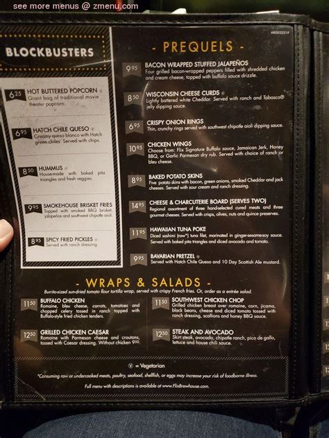 Menu at Flix Brewhouse pub & bar, Albuquerque