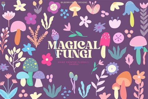 Magical Fungi Clipart Fungi Fungus Clip Art Colorful | Etsy