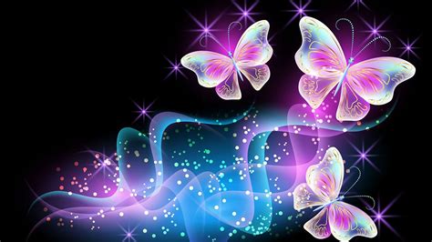 Pink Butterflies In Glittering Background HD Pink Butterfly Wallpapers ...