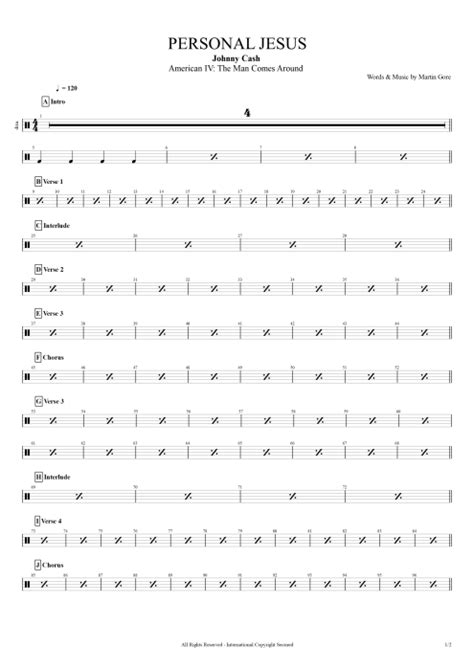 Personal Jesus Tab by Johnny Cash (Guitar Pro) - Full Score | mySongBook