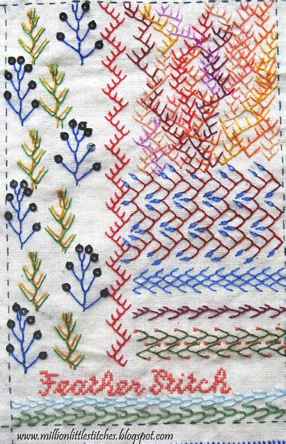 Feather-stitch | Embroidery patterns, Feather stitch, Crazy quilt stitches