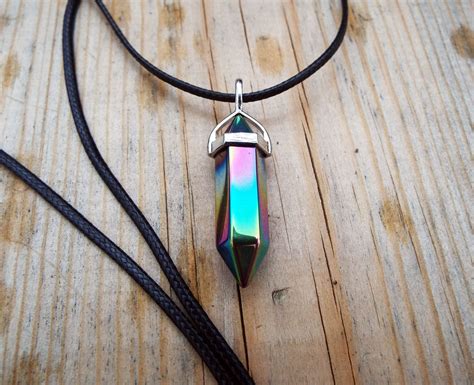 Rainbow Hematite Pendulum Pendant Silver Handmade Gemstone Necklace ...