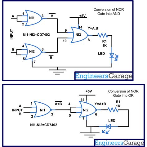 Conversion of NOR gate to Basic gates